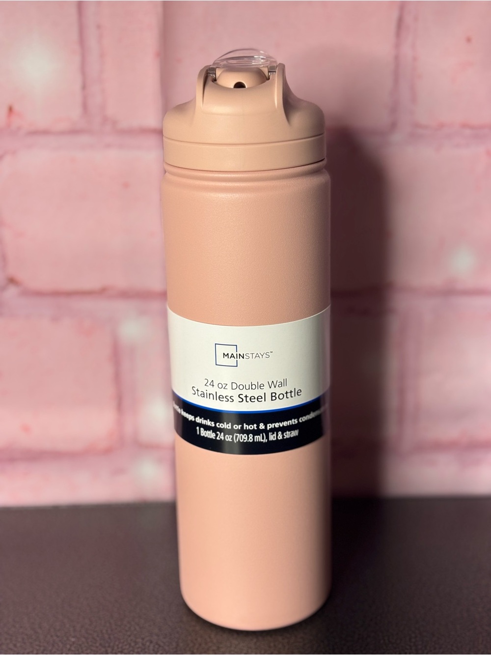 Mainstays Matte Blush Pink Insulated Stainless Steel Bottle